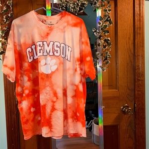 Clemson university tigers tee bleach tie dye college unisex shirt retro size:2XL